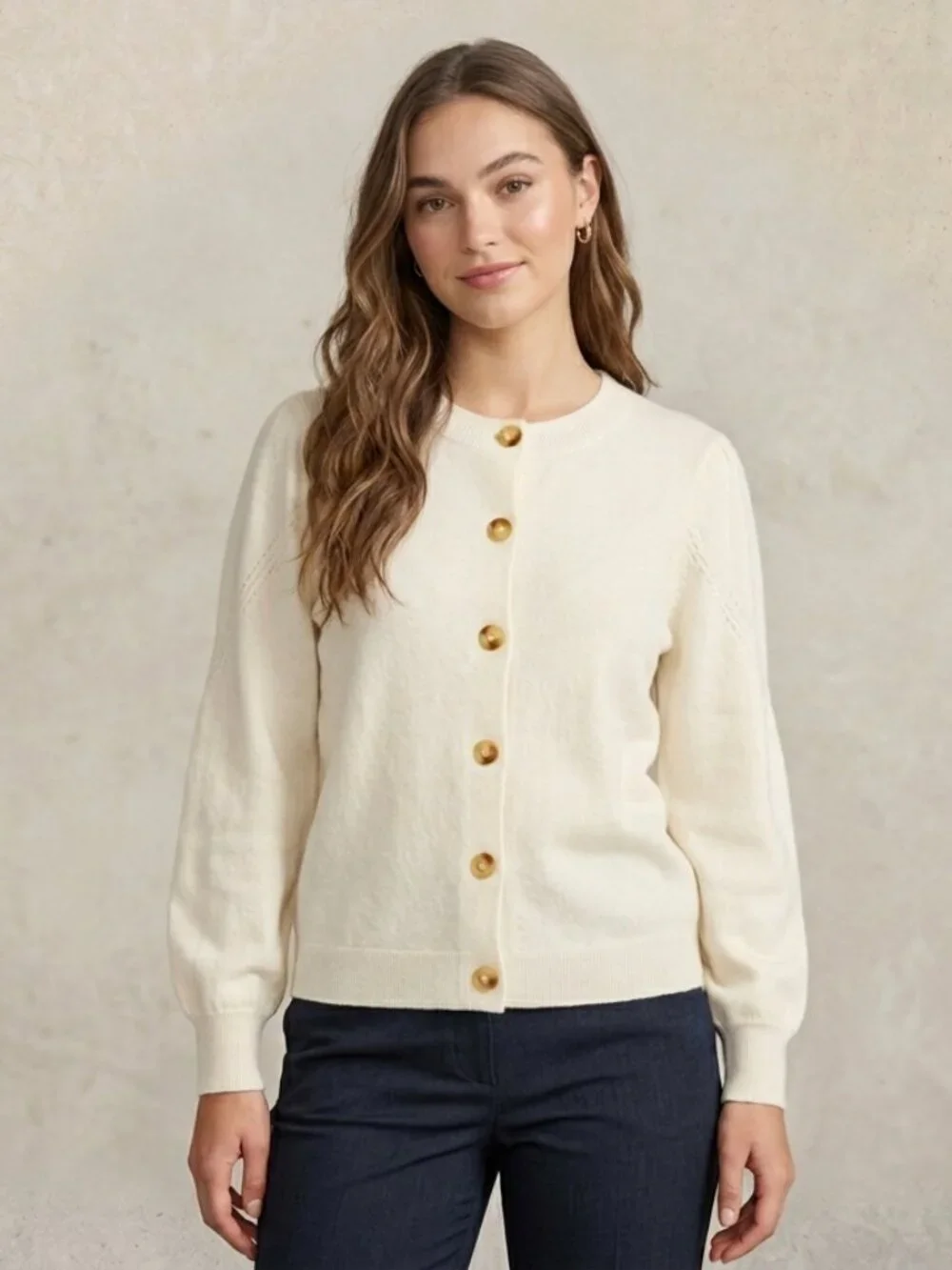 Buffalo David Bitton Cream Puff Sleeve Button Cardigan Sweater NWT Size Small - Picture 1 of 3
